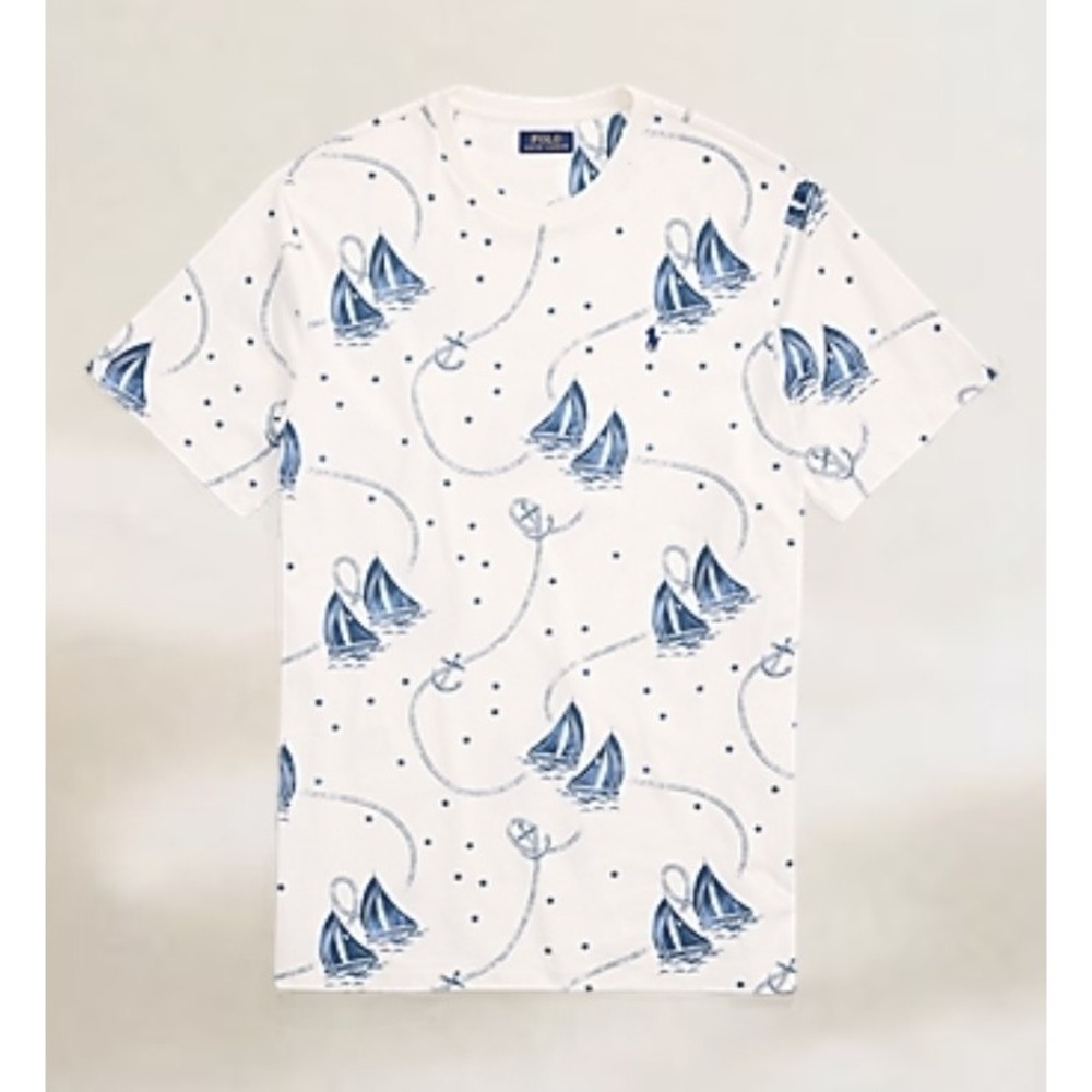 Polo Ralph Lauren White Nautical Graphic Short Sleeve T-Shirt Men's 4XLT NWT $65